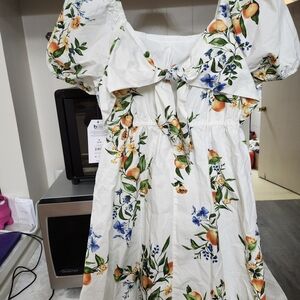 Time and Tru Floral White Dress